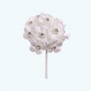 2" Diameter Satin Flower with Crystal 12X12 | Ivory